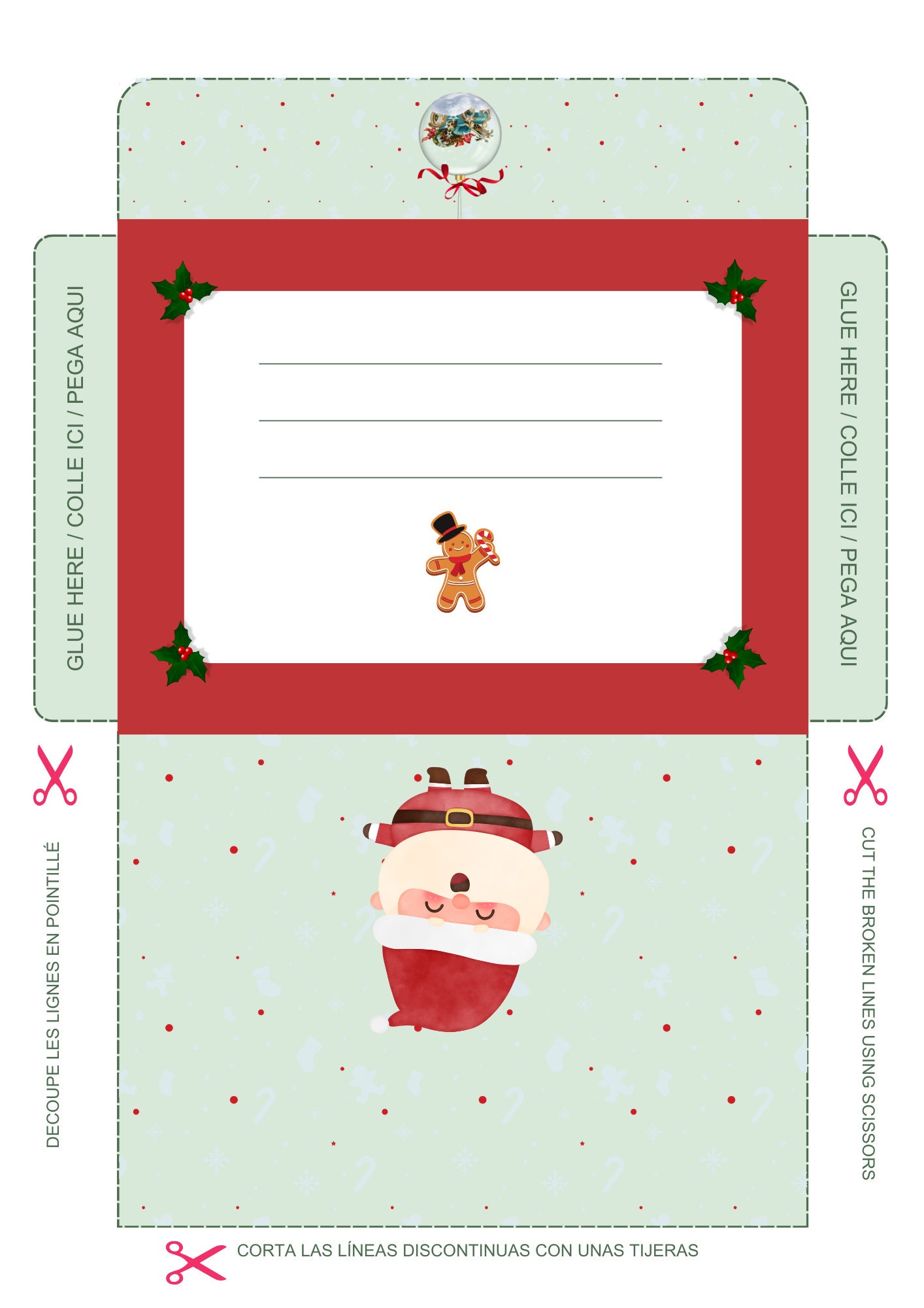 Christmas Printable Envelope for Children / Christmas Envelope for ...
