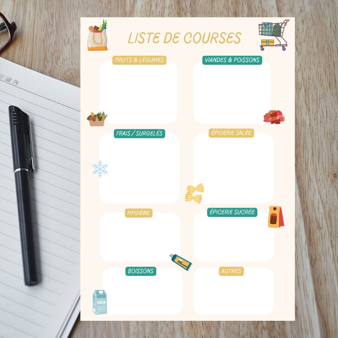 Cahier de courses: Liste de Courses À Remplir: Organiser et prévoir ses  courses alimentaires. Le Cahier de Courses essentiel pour une Planification