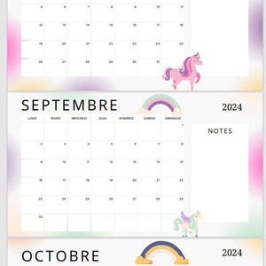 Calendrier Licorne 2024 FRANCAIS image 3