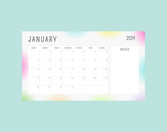 Printable calendar pop colors 2024