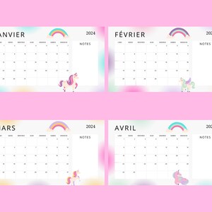 Calendrier Licorne 2024 FRANCAIS image 4