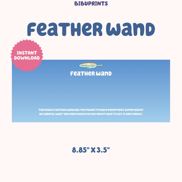 Blue Feather Wand | Party Favors | Digital Download
