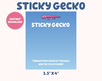 Blue Sticky Gecko | Party Favors | Digital Download
