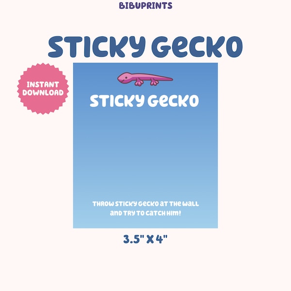 Blue Sticky Gecko | Party Favors | Digital Download