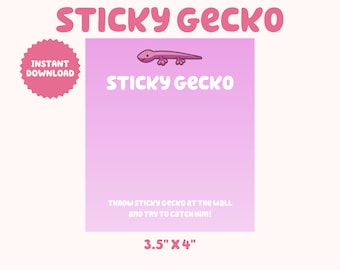 Pink Sticky Gecko | Party Favors | Digital Download