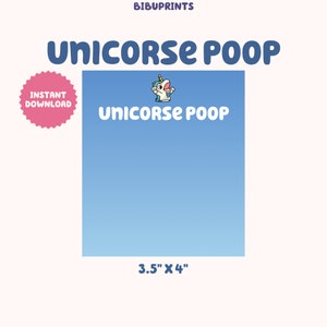Blue Unicorse Poop | Party Favors | Digital Download
