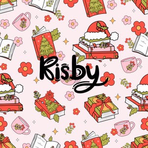 Christmas Books Seamless Pattern: Bookish Winter Digital Paper Design