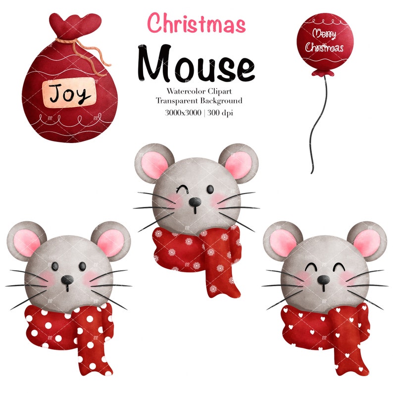 Christmas Mice PNG Clipart,christmas Mouse Clipart Bundle,mouse