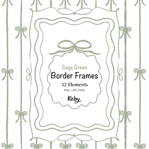 Grillige handgetekende salie groene boog golvende grens Frames clipart, golvende kronkel bruiloft teken frame, doodle randen png, St Patricks Day grens