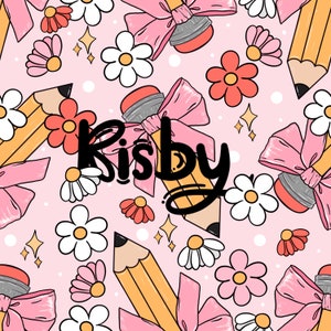 Cute Pencil Seamless Pattern Retro Back To School Seamless File Pencil Coquette Bow Preschool Printable Repeat Digital Paper Background PNG