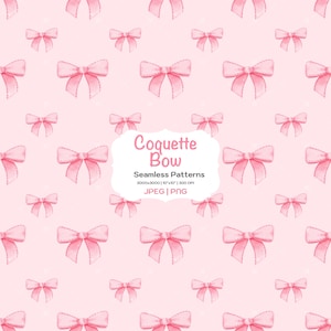 Modello senza cuciture fiocco rosa coquette, design modello ragazza morbida, documenti digitali stampabili, regali per la festa della mamma, regalo per lei