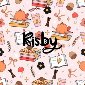 Bookish Fall Seamless Repeating Pattern Trendy Girly Book Seamless File For Fabric Fall Vibe Png Retro Cozy Reading Books Coffee Lovers Gift