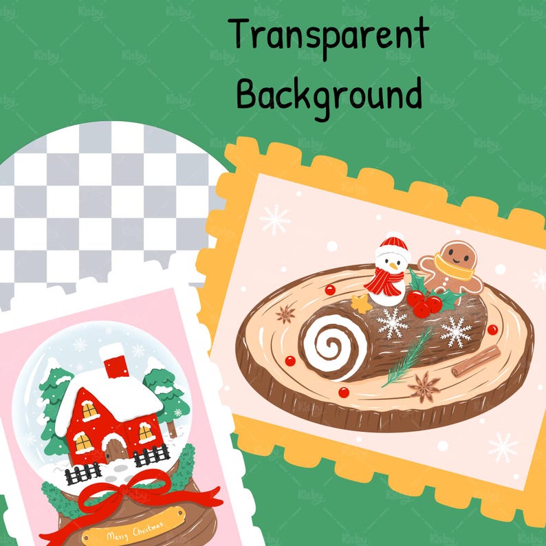 Christmas stamps clipart PNG for diy card designs