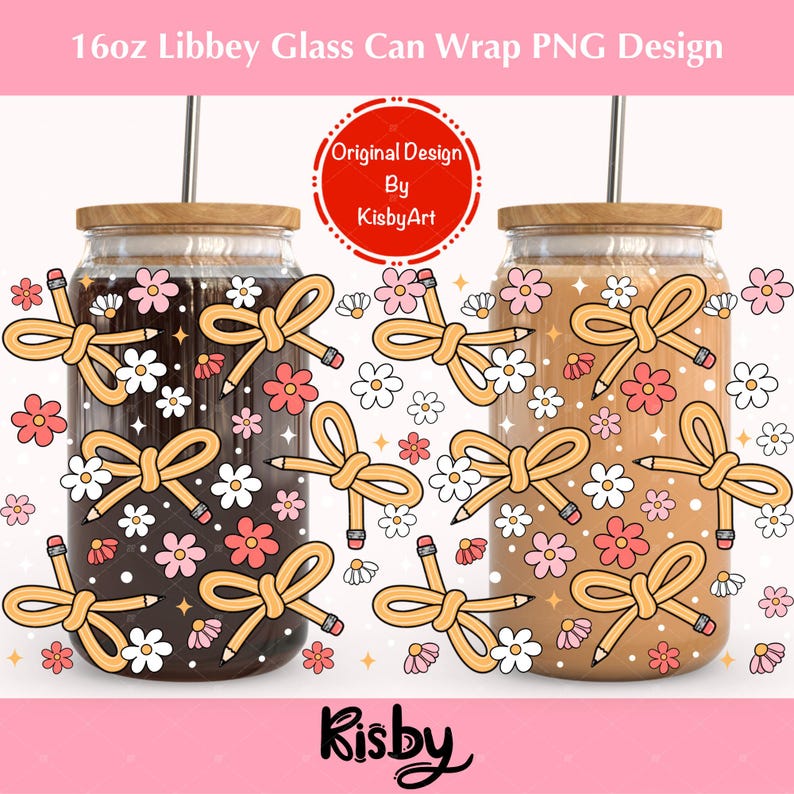 Cute teacher coquette pencil bow design in yellow and pink theme, PNG for sublimation wrap.