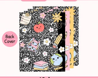 Samenstelling notebook achterkant png-ontwerp Eerste schooldag png Pastel Retro Terug naar school png Leraar waardering png Boekomslag png