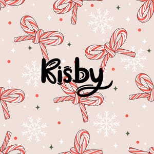 Coquette Noël noeuds motif canne en bonbon ruban rayures fichier sans couture pour tissu impression girly cadeau de vacances papier numérique