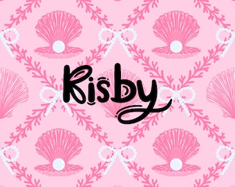 Pink Coquette Seashell Seamless Pattern: Chinoiserie Pearl Bows (Digital File)