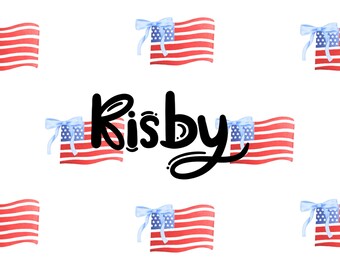 Patriotic Flag Bow Seamless Pattern, Coquette Fourth of July Background, American Flags Digital Paper