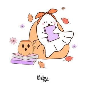 Citrouille fantôme livresque png, fantôme lecture livre nerd png, png girly livresques à la mode, cadeaux drôles pour amateurs de livres, professeur d'halloween pour chemises