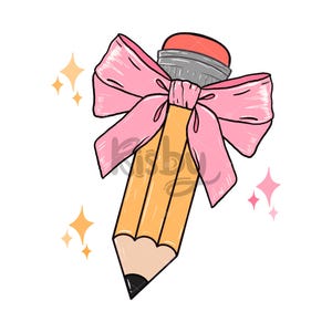 Pencil Coquette Bow Png: Teacher Back To School Design (Digital Download)