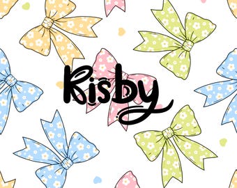 Spring Coquette Bows Seamless Pattern Daisy Ribbon Digital Paper