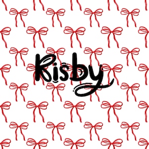 Red Coquette Ribbon Seamless Pattern: Christmas Bows Digital Paper (JPEG, PNG)