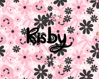 Spooky Pumpkin Flowers Seamless Pattern: Pink Halloween Coquette Digital Paper Background