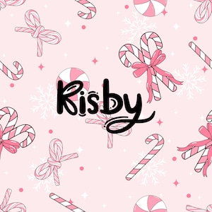 Rosa Zuckerstange Bögen Nahtloses Muster Kokette Weihnachten Bogen Streifen Nahtlose Datei für Stoffdruck Girly Urlaub Geschenk Digitales Papier