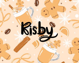 Christmas Gingerbread Coffee Seamless Pattern, Xmas Treats Digital Paper, Winter Background