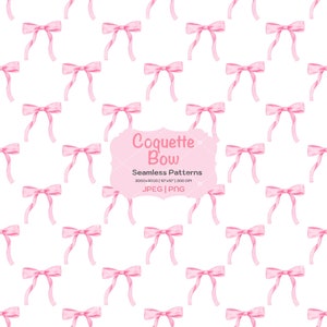 Nastro rosa Coquette senza cuciture, carino, preppy, fiocco rosa, estetico, stampabile, ripetizione, sfondo digitale, regalo per la festa della mamma