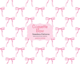 Watercolor Pink Coquette Ribbon Bows Seamless Pattern (Digital Paper)