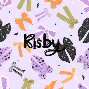 Halloween Bows Seamless Pattern, Coquette Halloween Seamless Pattern, Fall Bow Printable Repeat Digital Paper Background PNG, Fabric Design