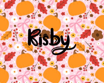 Coquette Fall Pumpkin Bows Seamless Pattern: Cottagecore Autumn Digital Paper