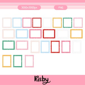 Different color options for the postage stamp PNG borders, allowing for personalized Christmas designs.