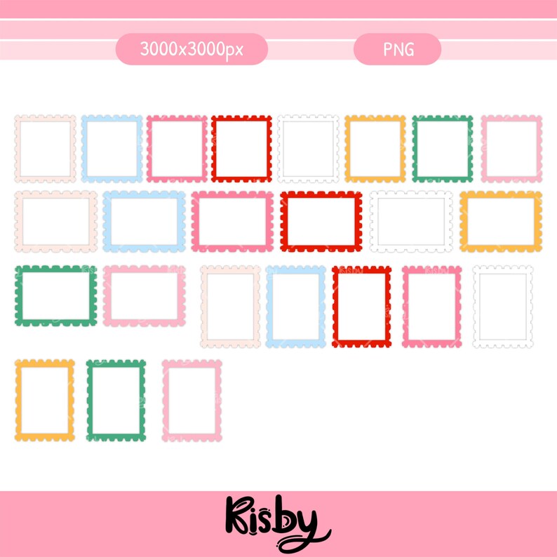 Different color options for the postage stamp PNG borders, allowing for personalized Christmas designs.