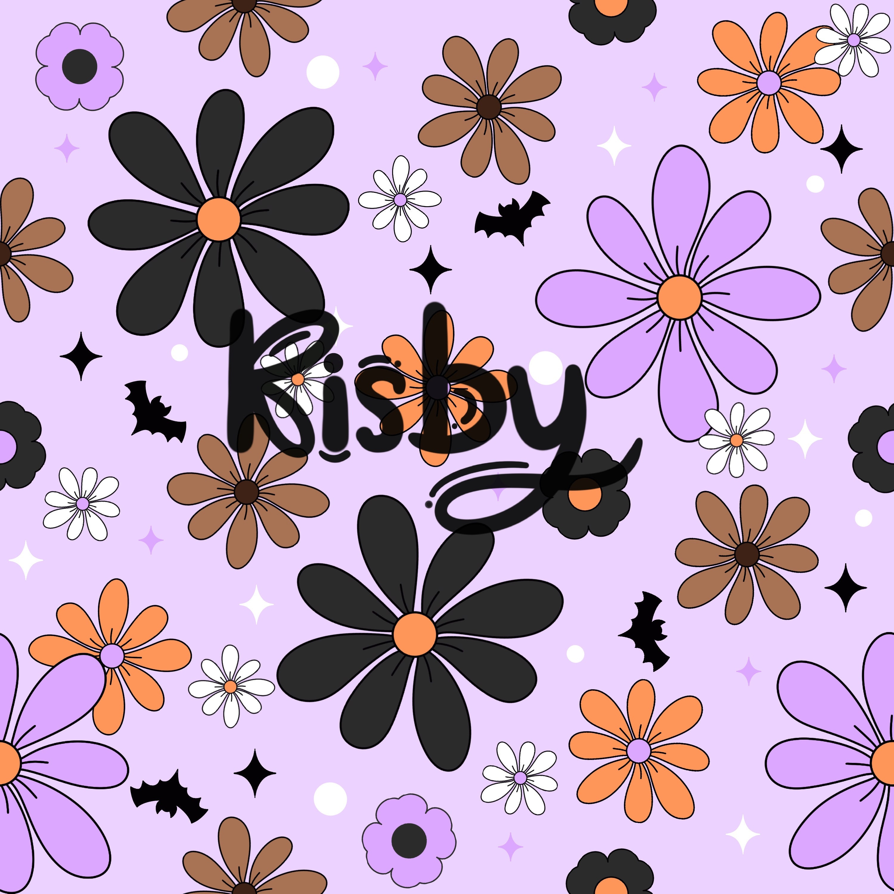 Retro Halloween Floral Seamless Repeating Pattern, Girly Spooky Season Seamless File For Fabric and Wallpaper, Halloween Gift For Kids