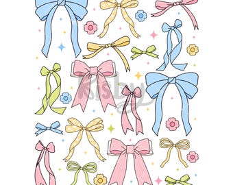 Fiocchi primaverili Coquette PNG: margherite floreali pastello (download digitale)
