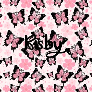 Schmetterling Blumenmuster Nahtloses Muster Kirschblüte Nahtlose Datei Zierliche Wildblumen Rosa Sakura Blume Frühling Digitales Papier Hintergrund PNG