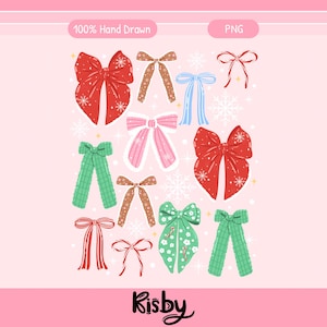 Preppy Christmas Coquette Bows Png, Girly Christmas Shirt Png Sublimation Design, Trendy Festive Png, Holiday Vibes Png, Digital Download