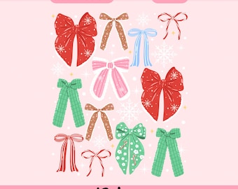 Preppy Christmas Coquette Bows Png, Girly Christmas Shirt Png Sublimation Design, Trendy Festive Png, Holiday Vibes Png, Digital Download