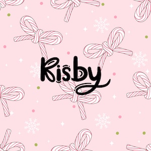 Kokette Weihnachten Bögen Nahtlose Datei Rosa Candy Cane Bogen Urlaub Oberfläche Muster Design für Stoff druckbare digitale Papier Hintergrund JPG