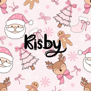 Kokette Weihnachten nahtlose Muster Rosa Retro Weihnachtsmann und Rentier Nahtlose Datei Groovy Weihnachten Digitales Papier für den kommerziellen Gebrauch