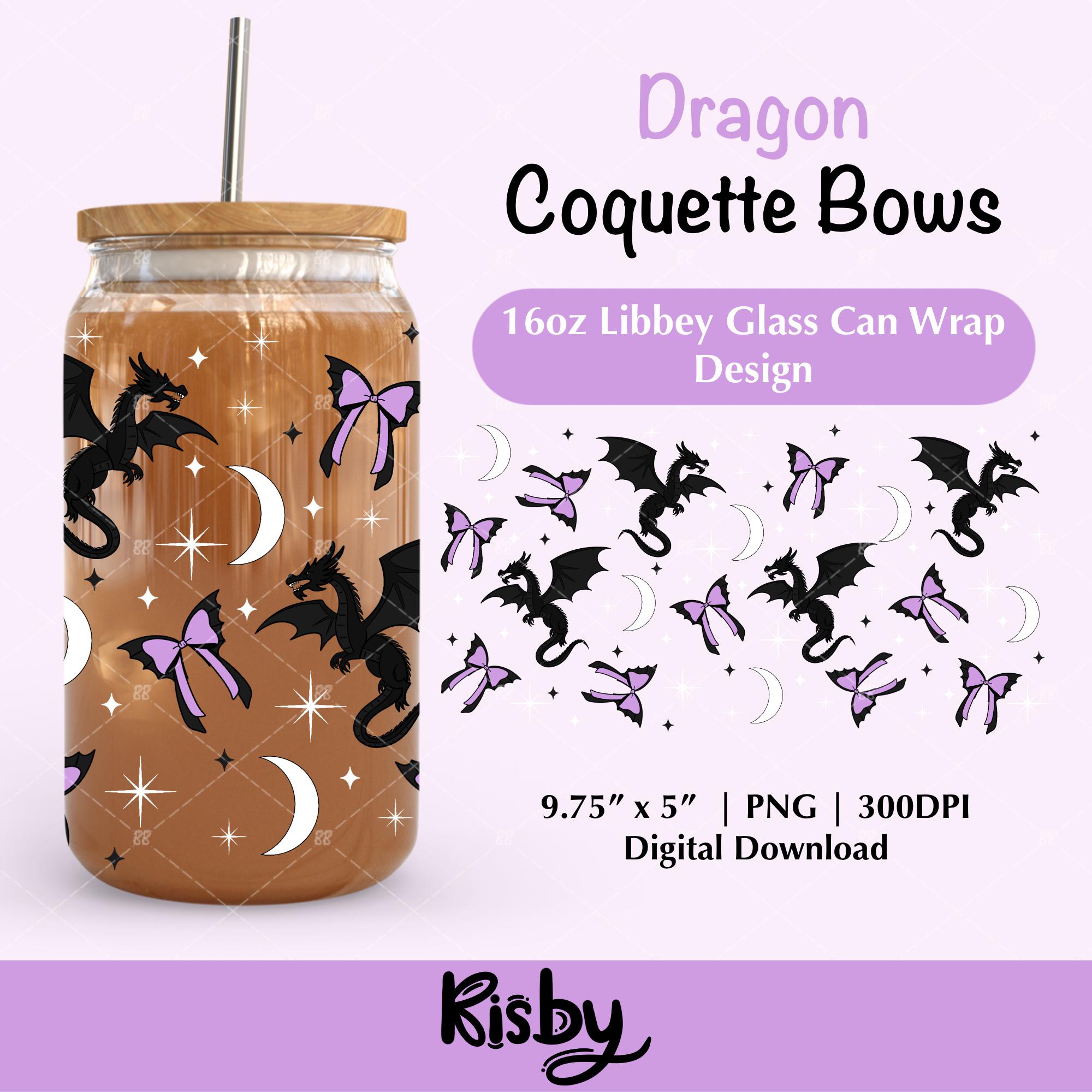Dragon 16Oz Libbey Glass Can Wrap PNG Design, Coquette Bows Coffee Wrap Uv Dtf Designs, Fantasy Cup Wrap Png, Digital Download
