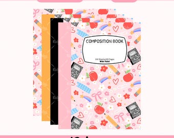 Samenstelling notebookomslag png Gepersonaliseerde compositie boekontwerp Eerste schooldag Pastel terug naar school png Leraar waardering png