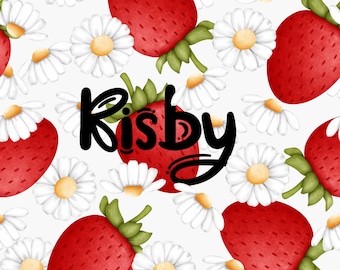 Erdbeer-Gänseblümchen Muster: Girly Sommer Obst & Florale Digitales Papier