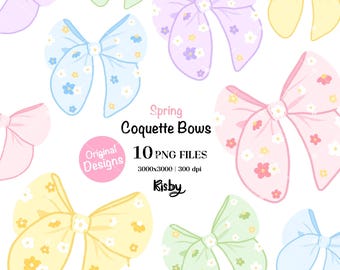 Fiocchi primaverili Coquette PNG: sublimazione di margherite floreali pastello (download digitale)