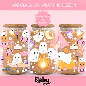 Ghost camping glass can wrap design for spooky tumbler sublimation