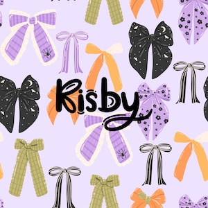 Halloween Coquette Bows Seamless Pattern Fall Bow Seamless Pattern Cottagecore Halloween Seamless Pattern Halloween Digital Paper PNG
