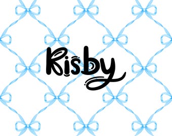 Blue Bow Trellis Seamless Pattern: Coquette Ribbon Digital Paper