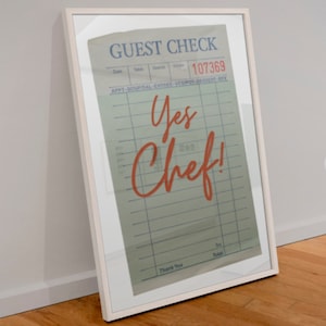 Affiche Yes Chef Guest Check : art de la cuisine rétro (téléchargement numérique)